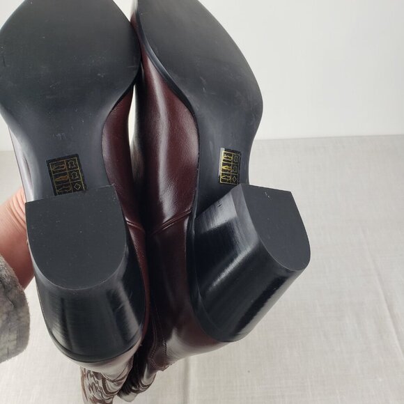 Jeffrey Campbell Dagget Burgundy Leather Cowboy Western Stitch Boots Size 11 - Picture 7 of 11